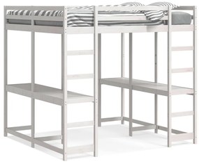 vidaXL Κρεβάτι Υπερυψωμένο Γραφείο/Σκάλα 200x200 εκ. Μασίφ Ξύλο Πεύκου