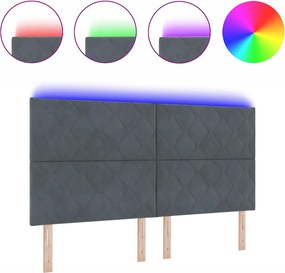 vidaXL LED κεφαλάρι Σκούρο Γκρι 180 cm Τεχνητό Δέρμα