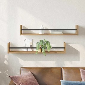 vidaXL Ράφι Τοίχου Επιτοίχιο 2 pcs Artisan Oak 80 x 16 x 14 cm
