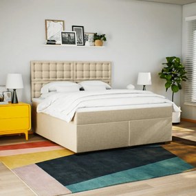 ΚΡΕΒΑΤΙ BOXSPRING ΜΕ ΣΤΡΩΜΑ ΚΡΕΜ 180X200 ΕΚ. ΥΦΑΣΜΑΤΙΝΟ 3290586