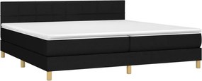 vidaXL Κρεβάτι Boxspring με Στρώμα &amp; LED Μαύρο 200x200 εκ. Υφασμάτινο
