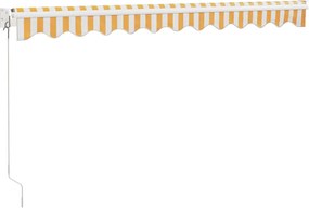 vidaXL Τέντα Πτυσσόμενη Κίτρινη/Λευκή 3 x 2,5 μ. Ύφασμα και Αλουμίνιο