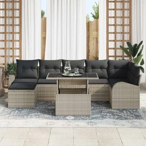 vidaXL Σετ Καναπέ Κήπου με μαξιλάρι 8 pcs Ανοιχτό γκρι