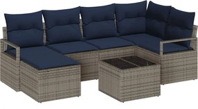 vidaXL Σετ Καναπέ με μαξιλάρι 7 pcs Γκρι συνθετικό ρατάν