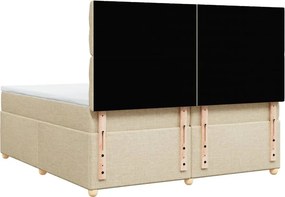 vidaXL Κρεβάτι Boxspring με Στρώμα Κρεμ 200x200 εκ. Υφασμάτινο