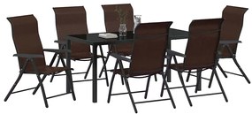 vidaXL Σέτ φαγητού για κήπο Ρυθμιζόμενο ύψος 7 pcs Καφέ Πολυ ράταν