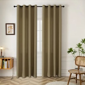 Beauty Home Κουρτίνα μεσαίας σκίασης με 8 μεταλλικούς κρίκους Effect Art 8443 140x270 Λαδί