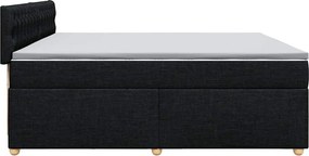 vidaXL Κρεβάτι Boxspring με Στρώμα Μαύρο 200x200 εκ. Υφασμάτινο