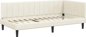 vidaXL Κρεβάτι Γωνίας Κρεμ 90 x 200 cm Βελούδο