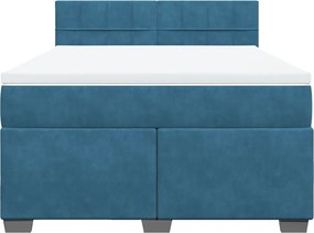 vidaXL Κρεβάτι Boxspring με Στρώμα Μπλε 160x200 εκ. Βελούδινο
