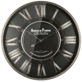 Ρολόι Τοίχου 15-00-94279 Φ69x7,5cm Black-Grey Marhome Μέταλλο,Γυαλί