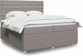 vidaXL Κρεβάτι Boxspring με Στρώμα Taupe 200x200 εκ. Υφασμάτινο