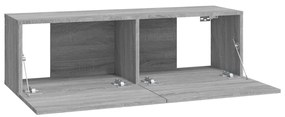 vidaXL Έπιπλα Τηλεόρασης Τοίχου 4 τεμ. Γκρι 100 x 30 x 30 εκ.