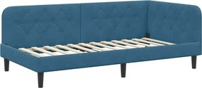 vidaXL Κρεβάτι Γωνίας Μπλε 90 x 190 cm Βελούδο