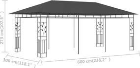 vidaXL Κιόσκι με Αντικουνουπικό Δίχτυ Ανθρακί 6x3x2,73 μ.