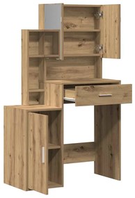 vidaXL Τραπέζι Μακιγιάζ με συρτάρι artisan δρυς 80 x 35 x 132 εκ.