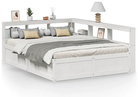 vidaXL Κρεβάτι Βιβλιοθήκη Χωρίς Στρώμα 150x200 εκ Μασίφ Ξύλο Πεύκου