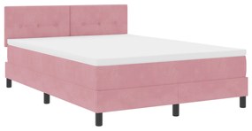vidaXL κρεβάτι box spring  με στρώμα Ροζ 140x200 εκ. Βελούδο