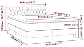 Κρεβάτι Boxspring με Στρώμα &amp; LED Σκ.Καφέ 140x190 εκ Υφασμάτινο - Καφέ