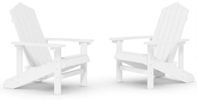 Καρέκλες Κήπου Adirondack 2 τεμ. Λευκές από HDPE - Λευκό