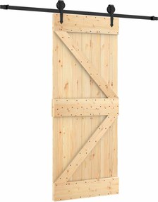 vidaXL Συρόμενη Πόρτα Φυσικό και Μαύρο 85 x 210 cm