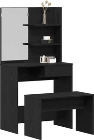 vidaXL Σετ Τραπεζιού Μακιγιάζ 2 pcs Μαύρη Οξυά Επεξεργασμένο ξύλο