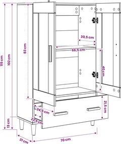vidaXL Highboard Μαύρη Δρυς 70 x 31 x 115 εκ Επεξεργασμένο Ξύλο
