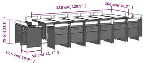 vidaXL Σετ Τραπεζαρίας Κήπου 17 τεμ Μαύρο από Συνθ. Ρατάν με Μαξιλάρια