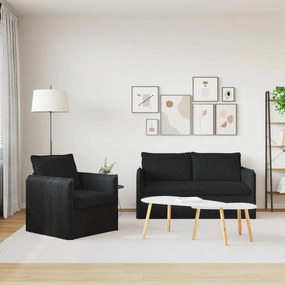 vidaXL Σετ Καναπέ 2 pcs Μαύρο 156 x 82 x 85 εκ Ύφασμα