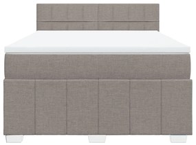 Κρεβάτι Boxspring με Στρώμα Taupe 140x190 εκ. Υφασμάτινο - Μπεζ-Γκρι