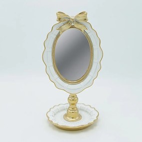 Καθρέπτης Επιτραπέζιος 811-60002 15,5x14x29,5cm White-Gold Estheti Home Πολυρεσίνη