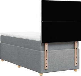 vidaXL Κρεβάτι Boxspring με Στρώμα Ανοιχτό Γκρι 90x190 εκ. Υφασμάτινο