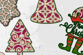 Σετ των 3 Intra απο ξύλο plywood 3mm-4mm πάχος Χριστουγεννιάτικο Διακοσμητικά Στολίδια Δίασταση 5x3 cm INTRAFABR-108625338