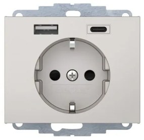 Πρίζα Σούκο με 2xUSB A+C INOX Berker K.5 48047004 Hager-48047004-Inox 48047004