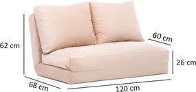Διθέσιος Καναπές Κρεβάτι Κρέμα DIVIR 68x120x62