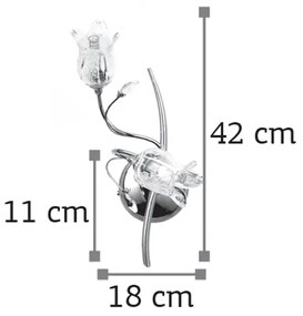 InLight Επιτοίχιο φωτιστικό από χρώμιο μέταλλο κρύσταλλα και λευκό γυαλί (43221-Χρώμιο)