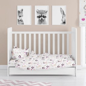 Σεντόνια Κούνιας (Σετ) Dimcol Lily &amp; Deer 179 White-Pink