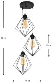 Φωτιστικό οροφής Nura Megapap E27 μεταλλικό τρίφωτο χρώμα μαύρο 21x21x70εκ. - GP030-0050,1