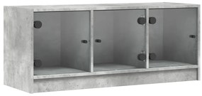 vidaXL Έπιπλο Τηλεόρασης Γκρι Σκυροδ. 102x37x42 εκ. Γυάλινες Πόρτες