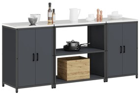 vidaXL Σετ Αποθήκευσης Κουζίνας με ράφι 3 pcs Ανθρακί 210 x 50 x 92 εκ