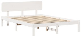 vidaXL Κρεβάτι με Υποστηρικτή Λευκό 200x200 εκ Μασίφ Ξύλο Πεύκου