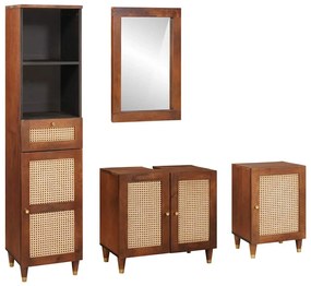 vidaXL Έπιπλα μπάνιου με συρτάρι Επιτοίχιο 4 pcs 38 x 33 x 160 εκ.