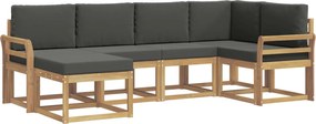 vidaXL Σειρά Καναπέ Εξωτερικού 6 pcs Άσπρο και Ανθρακί Πολυεστέρας