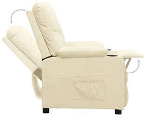 vidaXL Πολυθρόνα Ανακλινόμενη Κρεμ από Συνθετικό Δέρμα