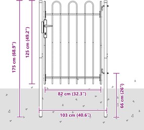 vidaXL Πύλη Φράχτη BOXTEL 103 x 175 cm Χάλυβας με επίστρωση πούδρας