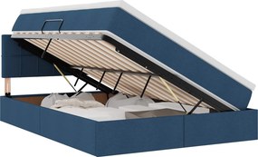 vidaXL LED Κρεβάτι αποθήκευσης με στρώμα Μπλε 140 x 190 cm Ύφασμα