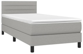 vidaXL Κρεβάτι Boxspring με Στρώμα Ανοιχτό Γκρι 100x200 εκ. Υφασμάτινο