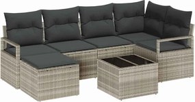vidaXL Σετ Καναπέ 7 pcs Ανοιχτό γκρι συνθετικό ρατάν