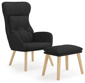 vidaXL Πολυθρόνα Relax Μαύρο Υφασμάτινη με Υποπόδιο