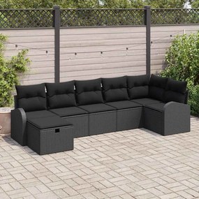 vidaXL Σετ Καναπέ με μαξιλάρι 7 pcs Μαύρο συνθετικό ρατάν